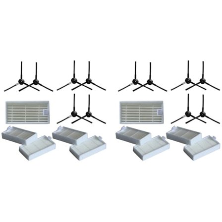 12 kpl Sivuharjaa + 10 kpl Suodatinta Sopii Lidl SSR 3000 A1 Robotti-imurin Tarvikkeiden Vaihtoon