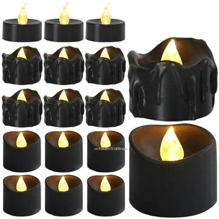 6 delar Svart LED Ljus Lampa Batteri Drift Te Ljus Flamfritt Fake Elektroniskt Ljus