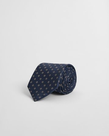 GANT Herren Foulard Print Krawatte (ONE SIZE) Marineblau