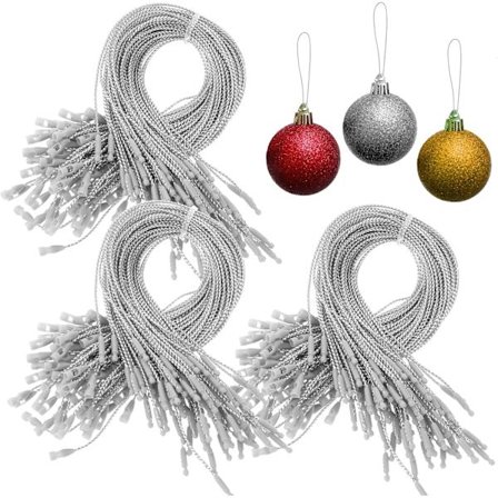 300 stk. julepyntkroker, pyntopphengere med snaplås, pyntesnor for julefest, hengende dekorasjoner, tau, ferdigkuttet