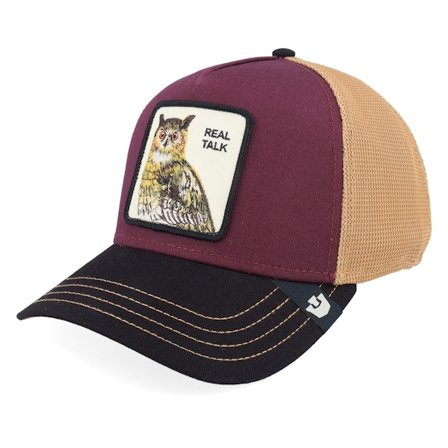 Goorin - Tricolor Owl Tri Tone Multi Color Maroon/Toffee/Black A-Frame Trucker Trucker Red Cap - @ Hatstore