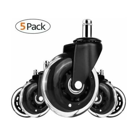 Sats med 5 hårda golvhjul för kontorsstolar, kontorsstolsrullar belastningsbara upp till 200 kg, 360° roterande hjul, lämpliga för alla golv,