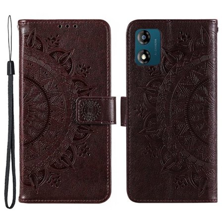 SKALO Motorola Moto E13 4G Mandala Flip Cover - Brun