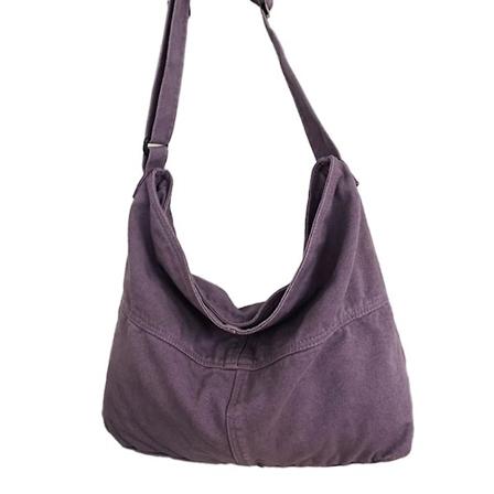 Japansk-inspirert Skulderveske For Kvinner Og Menn Budveske Stor Postmannveske Purple