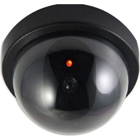 Rund Attrapp Kamera CCTV Övervakningskamera Säkerhetskamera med Blinkande LED-lampa - 4 Stycken (Svart)