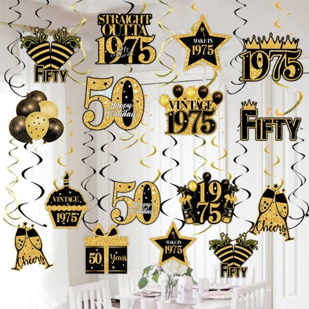 50-årsfest Dekorationer Grattis på 50-årsdagen Banner 50-årsjubileum Guldglitter Födelsedagsfest Dekorationer