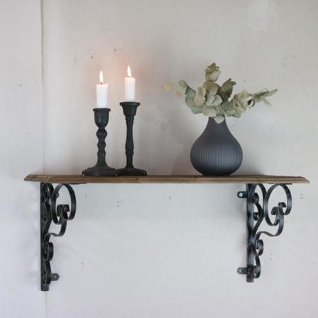 Trähylla Med Hyllkonsoler H25 / L60 / W20 Cm Antik Natur
