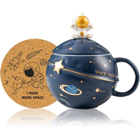 Kawaii Astronaut Kop Rum Relief Planet Krus, Nyhed Krus med Låg og Ske til Kaffe, Te, Mælk, Æstetisk Rumindretning Sjov Gave Fødselsdag