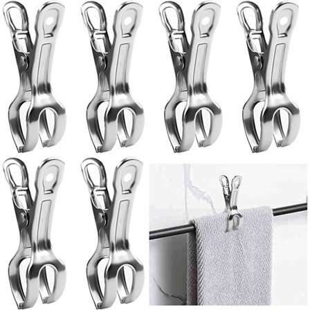 6-pack Köks handduksklämmor - Kraftiga handduksklämmor i rostfritt stål, idealiska för kök, ugnshandtag, badrumshandduksställ, diskmaskin och spis
