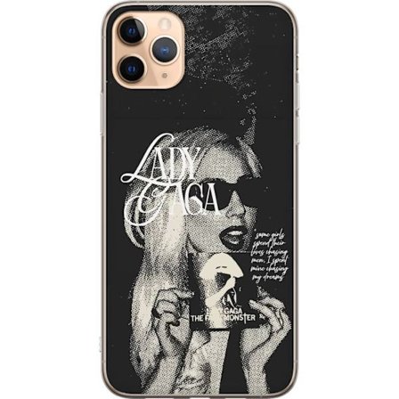 Kompatibelt Mobildeksel til Apple iPhone 11 Pro Max Lady Gaga svart-hvit retroplakat med solbriller og popkonst-estetikk
