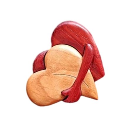 Puinen rakkaussydänveistos, ainutlaatuinen ja tyylikäs ystävänpäivälahjakoriste