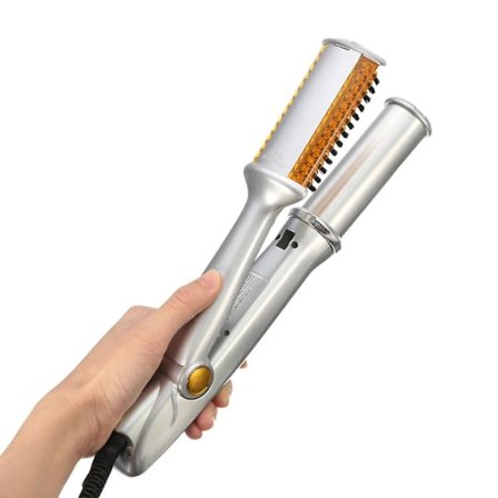 2 In 1 Hair Straightener Iron Curling Curler Portable Adjustable Temperature Ceramic Iron Wand Roller