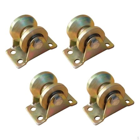 4 stk. V-formet sporhjul skyverulle skinne fast trinsebeslag hjul dør