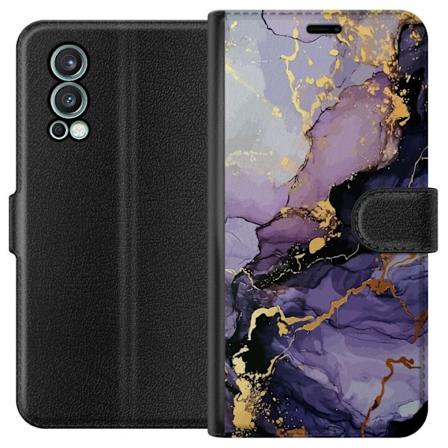 OnePlus Nord 2 5G Lompakkokotelo Purppuranhohtoinen Marmori