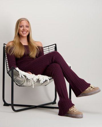 Gina Tricot Young Y cable knitted pants Rød Bukser Jente - Kids Brand Store