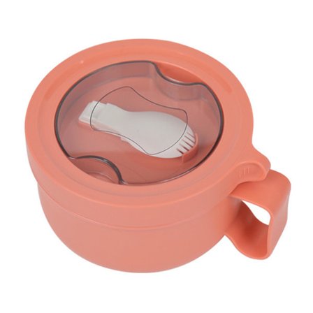 Isolert bolle lekkasjesikker 304 rustfritt stål interiør termisk suppebolle med håndtak for nudler Bento 850ml oransje