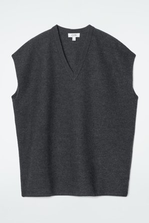 COS Women's Oversized Boiled Wool Vest in Grey