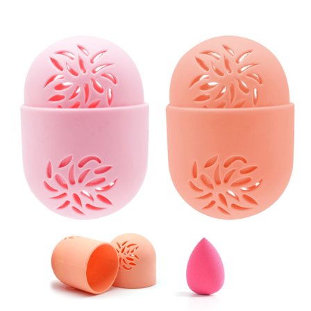 2 stk. Makeup Svamp Rejsetaske Silikone Makeup Svamp Holder