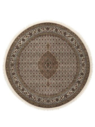 Tabriz Royal Tæppe Ø 202 Rundt Brun/Sort Uld, Indien