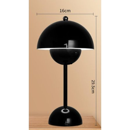 Dansk genopladelig blomsterknopp bordlampe soveværelse natlampe stue dekoration nordisk stil bordlampe - sort