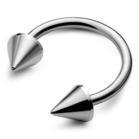 12 mm silberfarbener Chirurgenstahl Rundhantel mit Spikes für Männer - Schmuck für Lippen-Piercings - Piercing-Schmuck