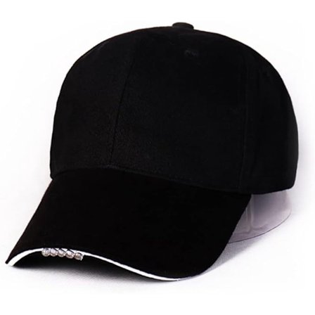 ING puuvillainen baseball-lippis LED-taskulampulla, handsfree-säädettävä retkeilyyn, urheiluun, pyöräilyyn, juoksuun, työskentelyyn pimeässä