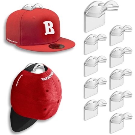 Baseball Caps Holder for Vegg, Adhesive Hat Racks for Baseball Caps, Super Sterke Hat Display Hooks, Ingen Boring Hat