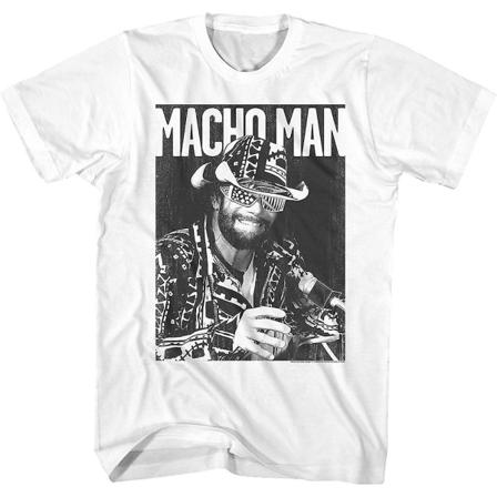 Svart och vit Macho Man Randy Savage T-shirt L