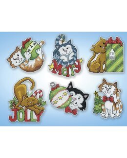 Plast Canvas Julekatte 6-pak - Design Works Crafts