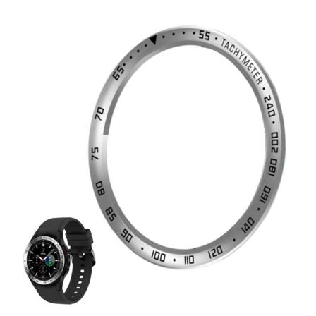 Samsung Galaxy Watch 4 Classic (46mm) takymetrin tyyliin ruostumattomasta teräksestä valmistettu kehysrengas - Hopea / Musta Silver grey