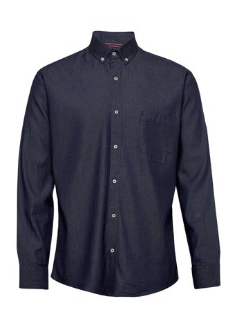 Light Weight Denim | L/S, Modern Fit Skjorta Casual Marinblå Seven Seas Copenhagen