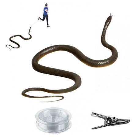 Falsk slange, slange-spøg med reb og clips, realistisk gummislange, realistisk slange-spøg til Halloween-fester -Yx