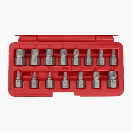Biltema - Skrueuttrekkere 15 stk. med 12 & 16 mm 6-kantfeste, Størrelser: 3, 4, 5, 5.5, 6, 8, 10, 11, 12,