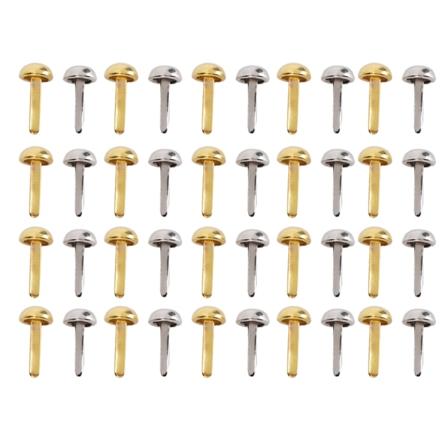 40 st 6 mm Mini Brads Guld Silver Galvanisering Rund Mässing Metall Papper Fästelement Brads för DIY Craft Scrapbooking