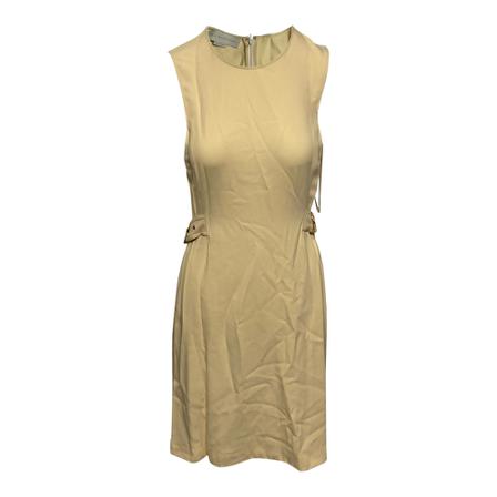 Stella McCartney Pre-owned Stella McCartney Sleeveless Belted Sheath Kjole in Yellow Rayon Gul, Dame