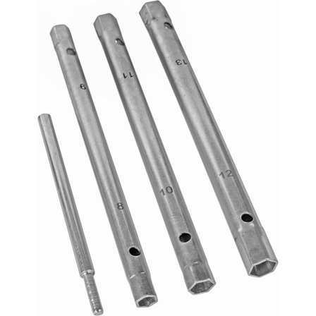 4-delt monteringssett med rørformede hylser og roterende pinner. Enkeltkran for vask og servant.