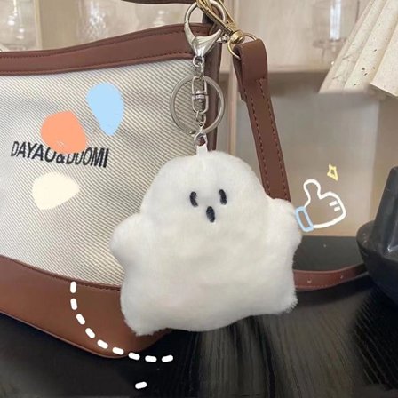 White Ghost Keychain Skoleveske Anheng Doll e Plush Bag Hangin