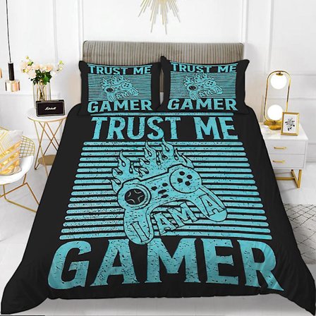 Ahtj04207# 3D Hjem Tekstil Sengetøj Gamer Gaming Håndtag Betræk Tæppe Tre Stykker Lagen Sæt
