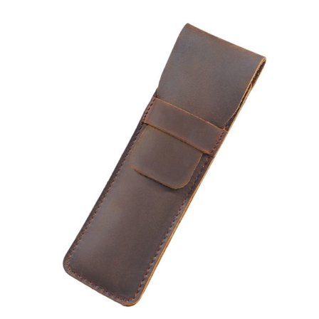 Retro læder penneholder Brun fyldepennepose BRUN SMALL