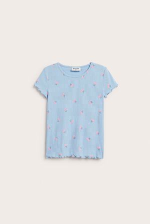 Kappahl | Ribbet topp med kirsebær Lyseblå 122/128 | Lyseblå