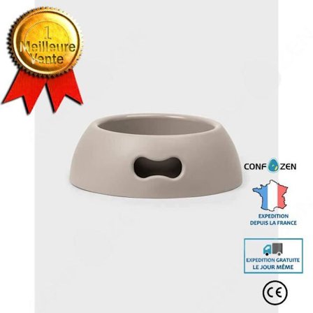 Hundeskål - United Pets - Pappy - Lys Grå - 2200 ml - Holdbar og Opvaskemaskine-sikker