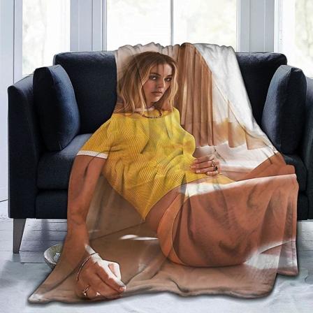 Margot Robbie Filt Ultramjukt flanellfilt 3d- print Fluffig plyschfilt Sängdekoration Sängfilt för vardagsrummet Sovrumsdekoration (3 storlekar) 