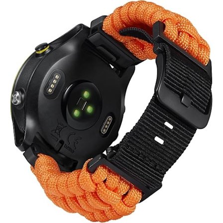 Yhteensopiva Garmin-kellohihnan kanssa 22 mm, kestävä punottu nylon-urheilun vaihtohihna sopii Forerunner/Instinct/Fenix/Descent Orange