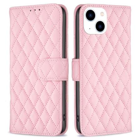 Binfen Color Iphone 14 Plånboksfodral Rhombus - Rosa