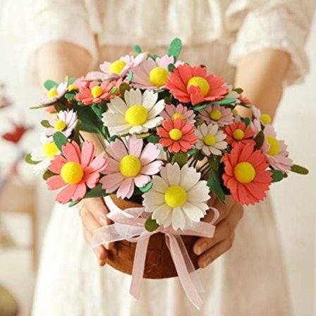 Filt Blomster DIY Kits til Voksne,Håndværkssæt til Kvinder,Kunst og Håndværk til Teenagere Piger,Unikke Gaver til Kvinder,Filt Kunstige Blomster