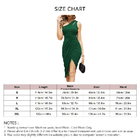 En skulder utskjæring rynket Bodycon kjole kvinner elegant ren farge ermeløs wrap hem festkjole grønn XL