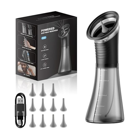 Professionell Öronvaxborttagningssats, Dubbelkammarisoleringsteknik, 3-läges Tryckkontroll, 11 Spetsar med Varmt Vatten, USB-C Laddning