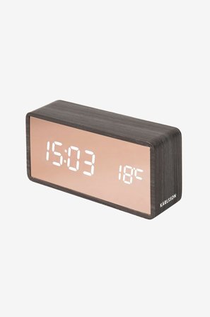 Karlsson - Väckarklocka Copper Mirror LED - Svart - Väggklockor & bordsur - Från Homeroom
