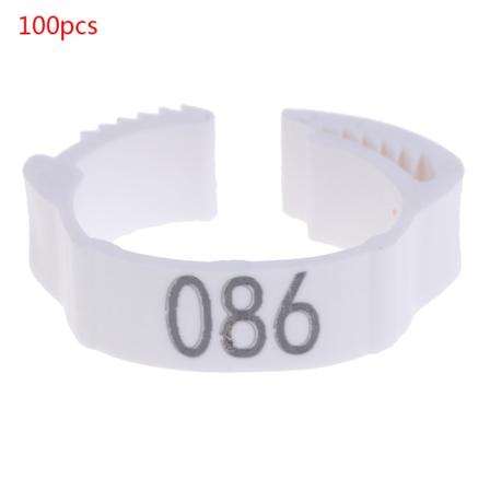 100ST Kycklingfotsring Justerbar storlek Fjäderfäben Digital La White