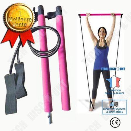 TD Pilates Barre Stang med Modstandsbånd til Hjemmegymnastik - Model: VIOLET